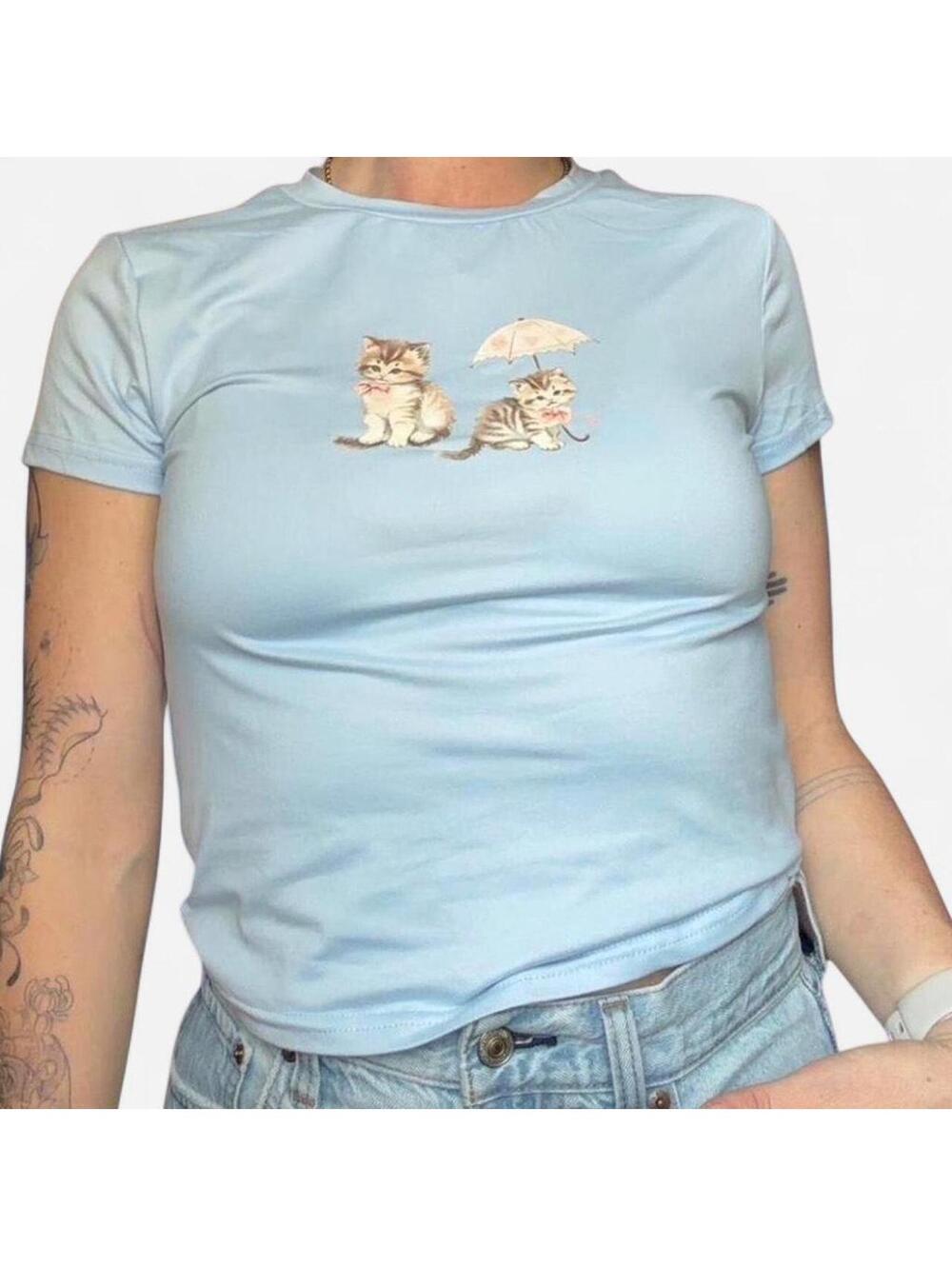 Blue SHEIN cat tee #catsofinstagram